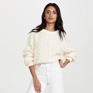Free People Women's Dream Cable Crew New Sweater - Cream